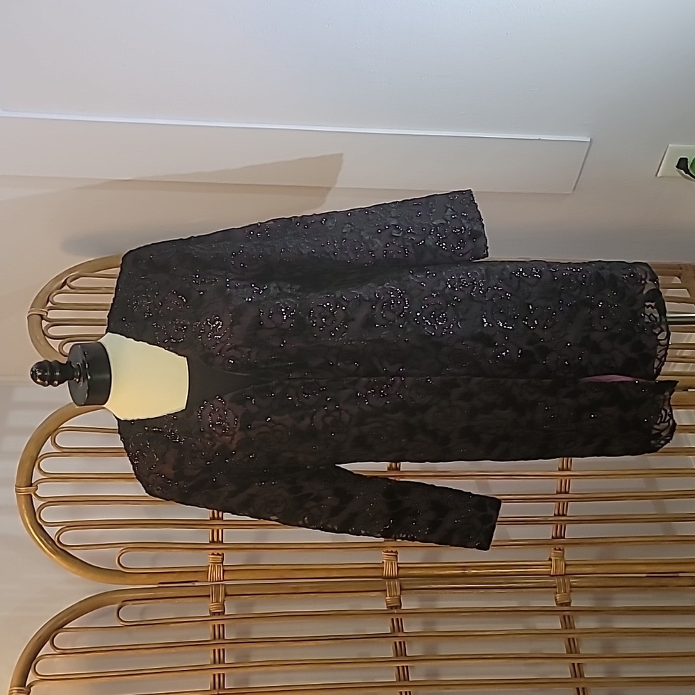 PATRA dress jacket purple black rose pattern velvety
